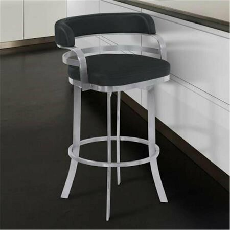 ARMEN LIVING 34 x 16.3 x 18.5 in. 26 in. Prinz Counter Height Metal Swivel Barstool Black Faux Leather LCPRBABLBS26